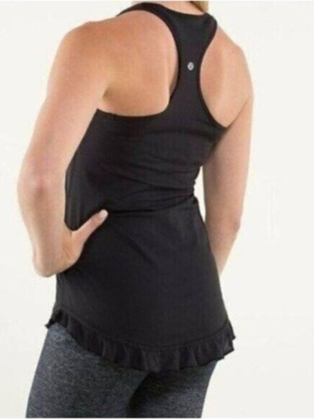 Lululemon Black Athletic Ruffle Hem Athleisure Essential Stretch Tank Top